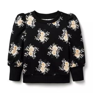 NWOT Janie and Jack Black Floral Terry Sweatshirt